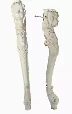 New ListingPair of Vintage Salvaged Painted White Wooden Table Legs with Women's Faces