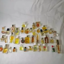 Lot Of. 40 Vintage Mini Perfume Bottles some full and some partially full (#1)