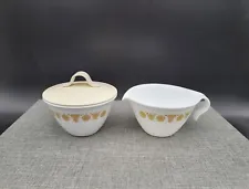 Pyrex Butterfly Gold Creamer and Sugar with Lid Corelle Corning