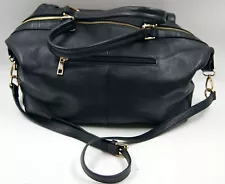 Ora Delphine Adele Women's Handbag Black Pebbled Leather Shoulder Satchel Bag