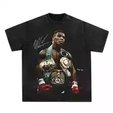 Mike Tyson Vintage Style Distressed Black Graphic T-Shirt American Boxing Legend