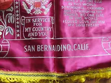 WWII US ARMY PILLOW COVER IN SERVICE FOR COUNTRY AND YOU SAN BERNARDINO CA