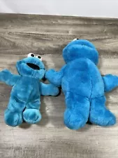 PAIR Interactive Tickle Me Talking COOKIE MONSTER DOLL Tyco Plush Sesame Street