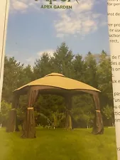 New Apex 10' x 10' Patio Gazebo Replacement 2-Tier Canopy Cover Tan