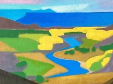 Southwest Mesa Abstract Cubism Contemporary oil painting landscape Art Santa Fe