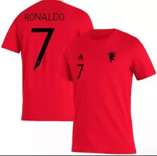 Cristiano Ronaldo Manchester United adidas Name and #7 Size M (T-Shirt Red)