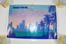 Vintage Miami's For Me 80s 90s Palm Tree Skyline English Spanish Flamingo Poster