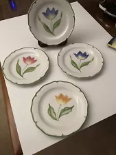 4 VINTAGE SAN MARCO MADE IN ITALY DESSERT PLATES TULIPS