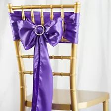 100 Satin CHAIR SASHES Ties Bows Wedding Party Catering Reception Decorations