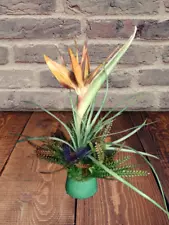 SALE! Brown bird of paradise table decoration, Silk Flower Arrangements