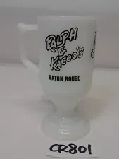 VINTAGE RALPH AND KACOOS PEDESTAL MUG CAJUN SEAFOOD RESTAURANT MILK GLASS FOOTED