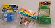 3 dime store vintage 1960's toys BABY CARRIAGE AND BED SET ++ HONG KONG