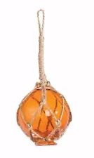 ORANGE GLASS JAPANESE FISHING FLOAT NET BUOY NAUTICAL COASTAL CHRISTMAS ORNAMENT