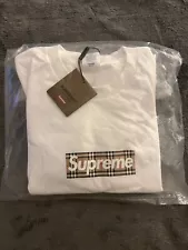 Supreme Burberry Box Logo Tee White (SIZE LARGE) *BRAND NEW*