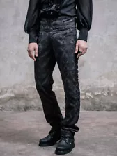 SALE Pants Black Brocade Formal Tuxedo Groom Wedding Party Trousers Gothic