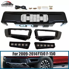 For 2009-2014 F150 Pickup Steel Black Front Bumper W/LED Fog Light Raptor Style