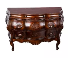 Vintage ITALIAN 20th C Venetian BOMBE Walnut Chest COMMODE Dresser