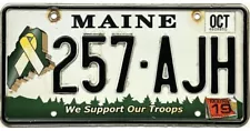 *99 CENT SALE* 2019 Maine SUPPORT OUR TROOPS #257-AJH License Plate No Reserve