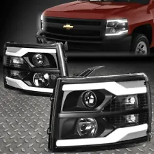 [DUAL LED DRL]FOR 07-14 CHEVY SILVERADO PROJECTOR HEADLIGHT LAMPS BLACK/CLEAR (For: More than one vehicle)