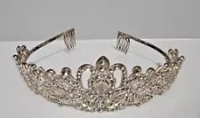 Silver Crystal Tiara Crown Headband Princess Elegant Crown with combs for Women