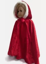 Outerwear, Red Cape with White Fur Trim, Designed for 18-Inch Dolls