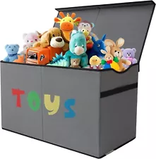 Extra Large Collapsible Toy Box Chest for Kids - Modern Style, Dark Gray - L8.10