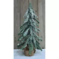 FROSTED PINE TREE 24" Snow Burlap Christmas Short Needle Primitive Country NEW