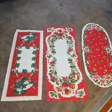 New Listing3 Vintage Christmas Tablecloth Runners