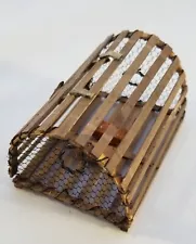 DOLLHOUSE ARTISAN MADE WOOD LOBSTER TRAP WITH HINGED LIFTABLE LID