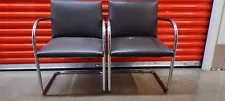 Original Knoll Mies Van Der Rohe Dark Brown Brno Chrome Tubular Chair