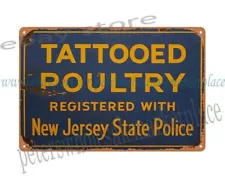 NEW JERSEY STATE POLICE TATTOOED POULTRY metal tin sign bar decorations sale