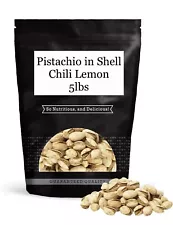 Pistachios Chili Lemon in Shell 80 Oz Premium Roasted Nuts Resealable Bag 5 Lbs