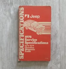 Vintage 1978 Jeep Service Specifications Booklet CJ-5 CJ-7 Cherokee Wagoneer