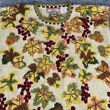 Vintage Cardigan Bay Womens Size Medium Knitted By Hand Sweater Fall Autumn Leaf