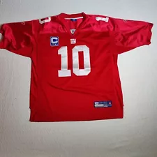 NY Giants Eli Manning Reebok NFL Football Jersey # 10 Captain Patch Red Adult 52