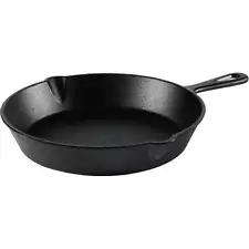 10.5 Cast Iron Skillet, Black, Durable Handle for Pan Cooking