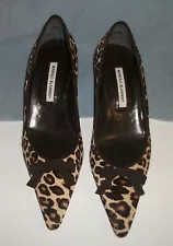 Manolo Blahnik Women's Leopard/Animal Print Hair Kitten heel shoes Size 41