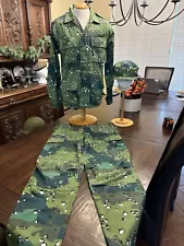 Rare Libyan Military Forces Green Chocolate Chip Camouflage Uniform / Hat Xlarge