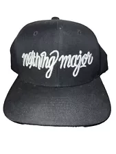 Starter Nothing Major Black Cap White Cursive Font Snapback Hat