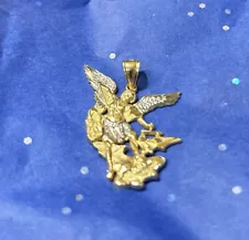 Saint Michael pendant 10k gold with real yellow Gold with out the chain