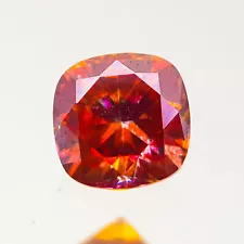 1.02 Cts Certified Natural Cushion Cut Diamond Vivid Orange Red Grade VVS2 6mm