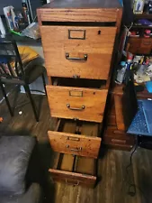 Antique Oak File Cabinet, 4 drawer