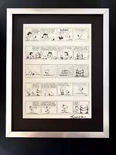 Charles Schulz + Signed Vintage 1968 Peanuts Snoopy Cartoon + New Silver Frame