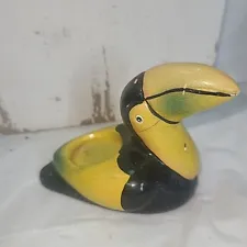 TILLANDSIA air plant planter Small yellow & black Ceramic tropical bird toucan