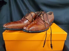 Romano Handmade Exotic Genuine Crocodile Cognac Oxford Dress Shoes - Sz. 9.5 NEW