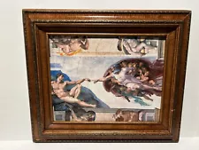 Michelangelo The Creation Of Adam Sisten Chapel Oil Print Painting On Board