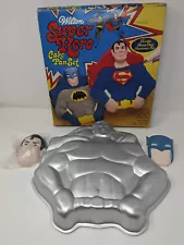 Vintage Wilton Super Hero Cake Pan Mold Set Batman Superman Topper W/Box 1977