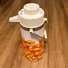 Air Pot Vacuum Thermos Orange Flower Coffee Hot Cold 2.2 liter Works VTG