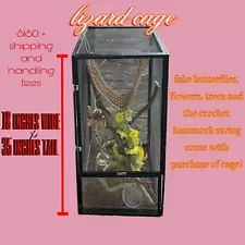 18x35 (18 inches wide by 35 inches tall) lizard cage for sale w/ hammock + more