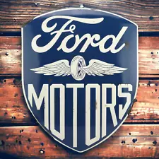 Ford Motors 24" Domed Shield Sign With Vintage Distressed Design